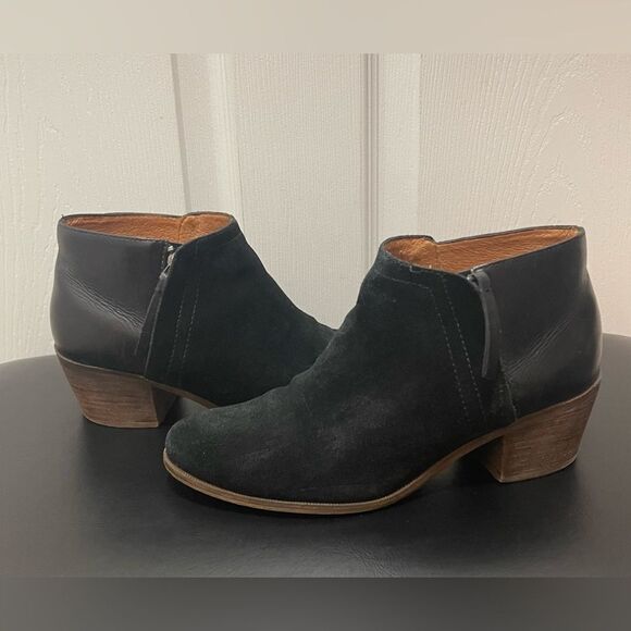 Madewell Womens Ankle Zip Boots Suede Leather Size 7 Black Heels E2237 - Picture 1 of 10